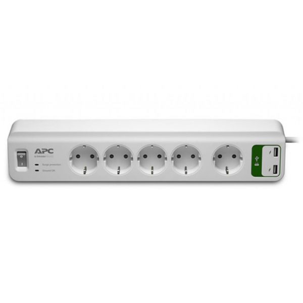 Мережевий фільтр живлення APC Essential SurgeArrest 5 outlets + 2 USB (5V, 2.4A) (PM5U-RS)
