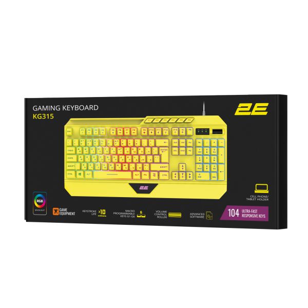 Клавіатура 2E Gaming KG315 RGB USB UA Yellow (2E-KG315UYW)