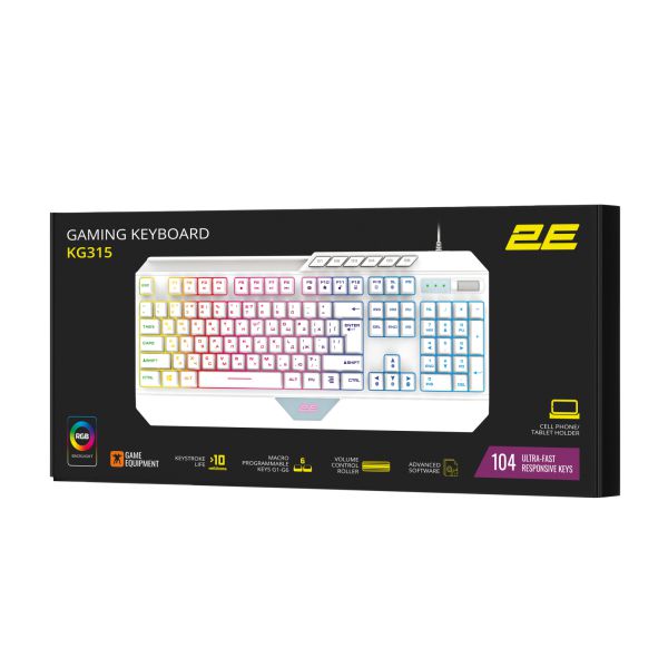 Клавіатура 2E Gaming KG315 RGB USB UA White (2E-KG315UWT)