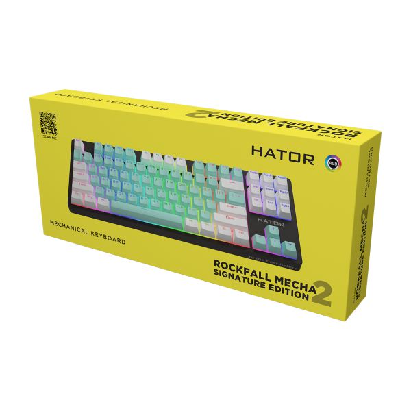 Клавиатура Hator Rockfall 2 Mecha Signature Edition USB Black/Mint/White (HTK-520-BMW)