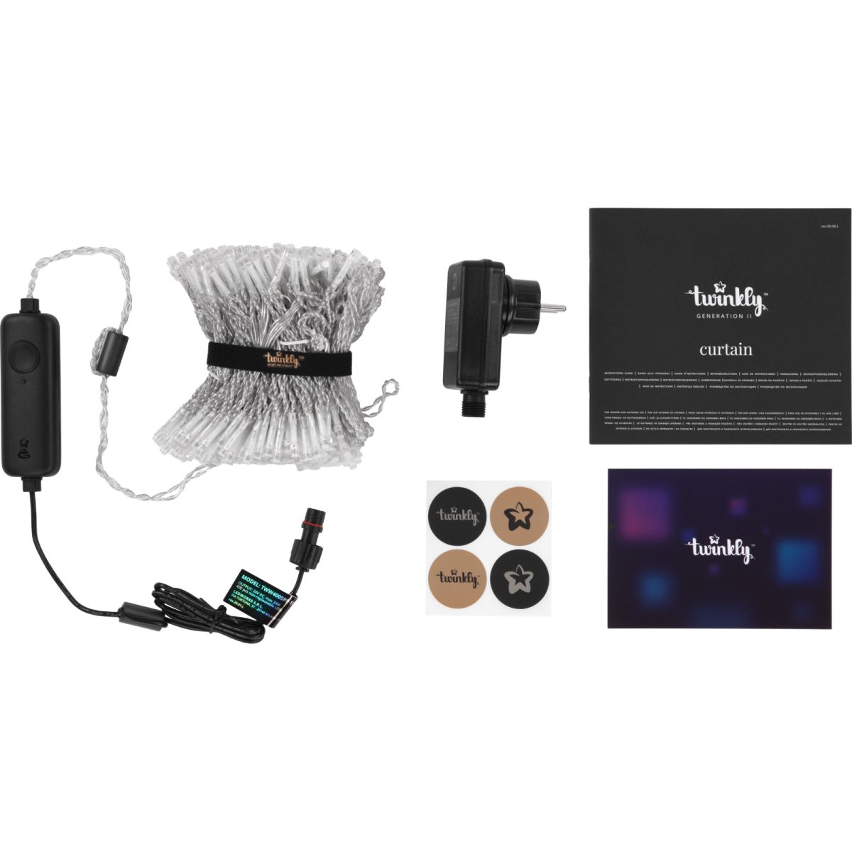 Гірлянда Smart LED Twinkly Curtain RGBW 400 прозорий (TWW400SPP-TEU)