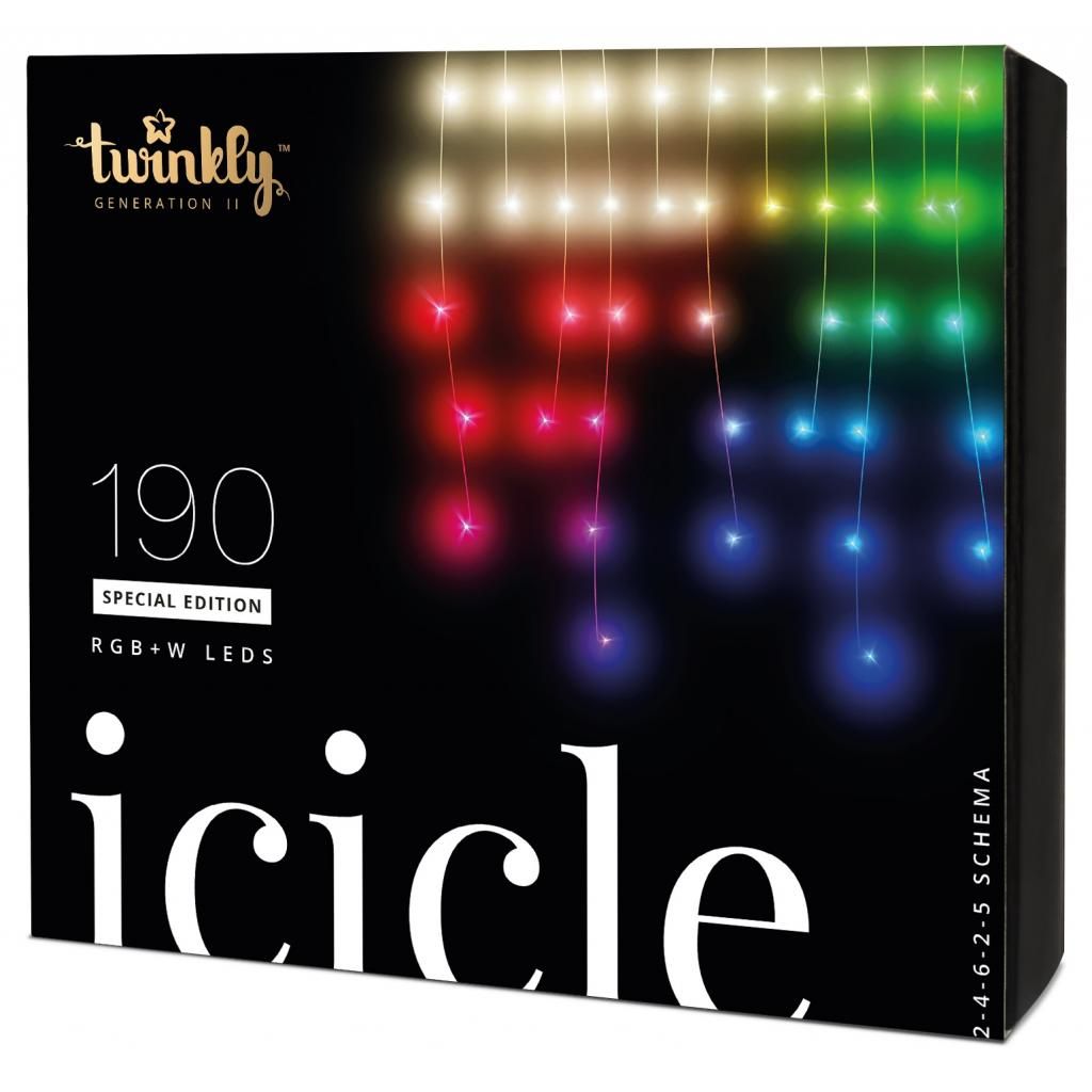 Гірлянда Smart LED Twinkly Icicle RGBW 190 прозорий (TWI190SPP-TEU)