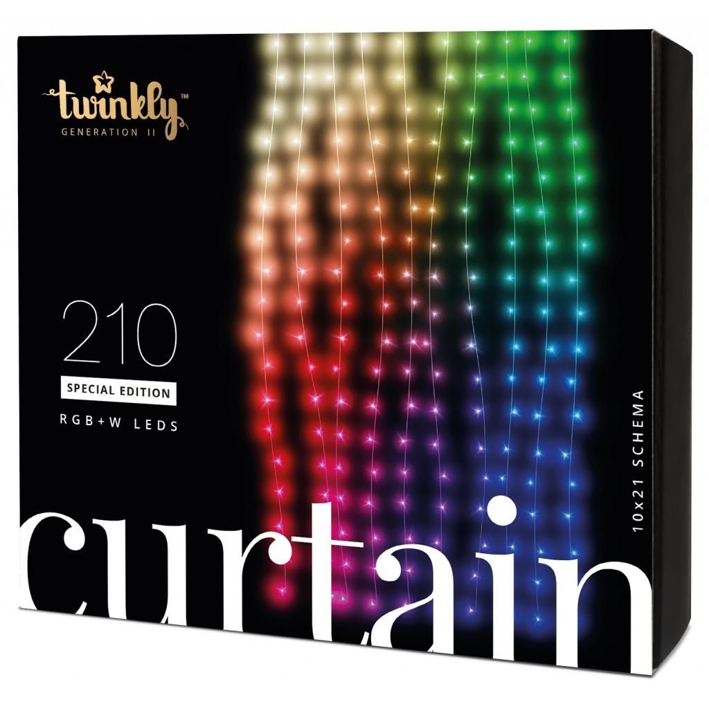 Гірлянда Smart LED Twinkly Curtain Wall RGBW 210 прозорий (TWW210SPP-TEU)