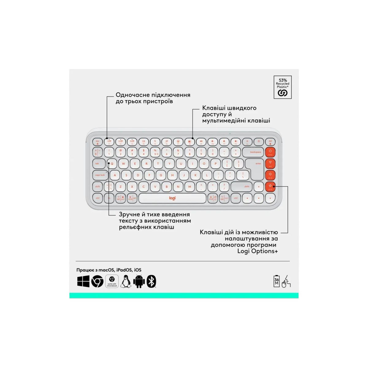 Комплект Logitech POP Icon Combo Bluetooth UA Off-White (920-013141)