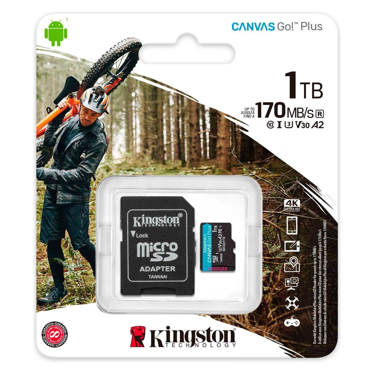 Карта пам'яті microSDXC Kingston Canvas Go! Plus 1TB UHS-I U3 V30 A2 Class 10 + SD (SDCG3/1TB)