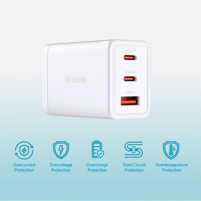 Зарядний пристрій D-Link DCP-651 65W GaN White (DCP-651)