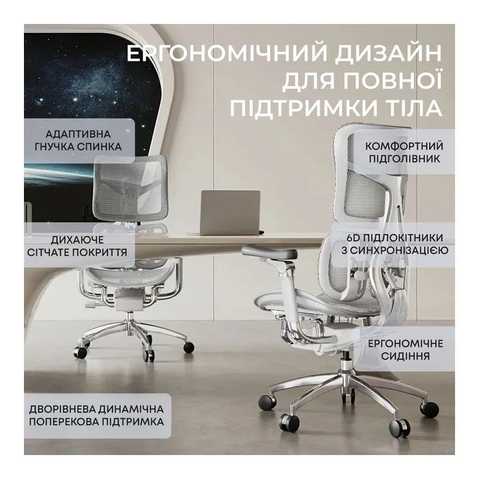 Офісне крісло Sihoo Doro S300 Mesh Light Grey (S300-M202)