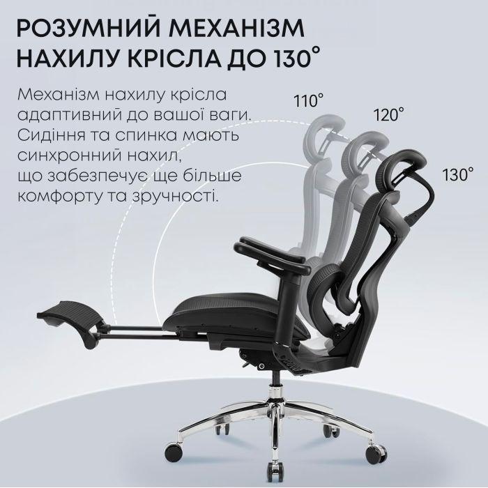 Офісне крісло з підставкою для ніг Sihoo DORO C300L Mesh Black (DORO-C300L-A3-101-JT)