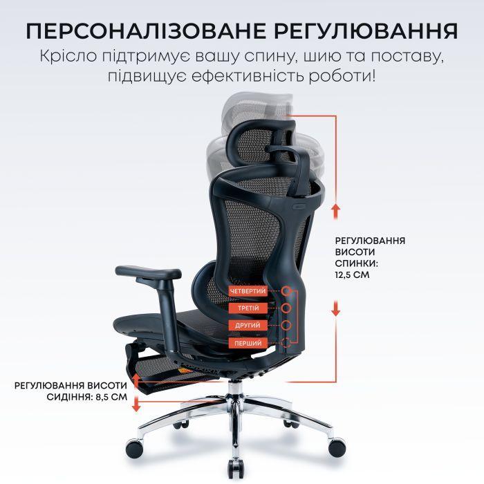 Офісне крісло з підставкою для ніг Sihoo DORO C300L Mesh Black (DORO-C300L-A3-101-JT)