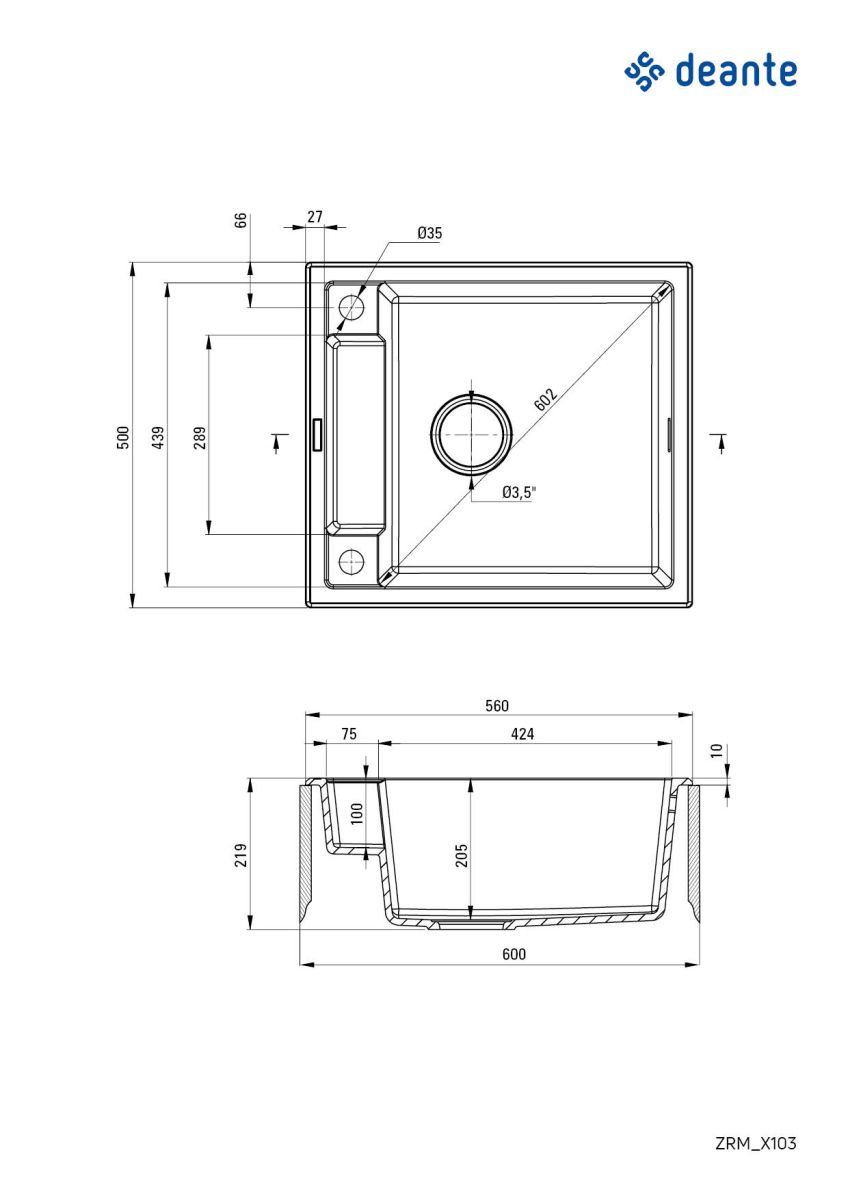Мийка кухонна Deante Magnetic Алебастр (ZRM A103)