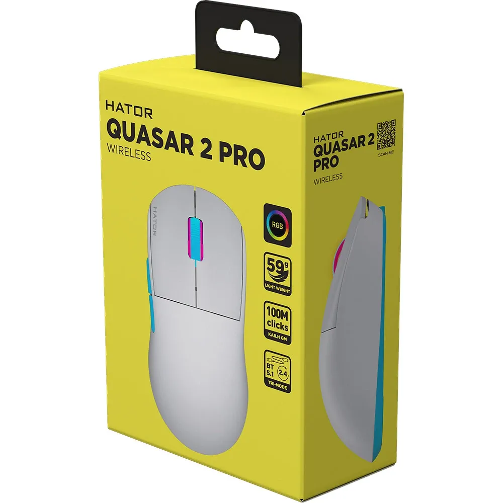 Мишка Hator Quasar 2 Pro Wireless White Cyan (HTM561WC)