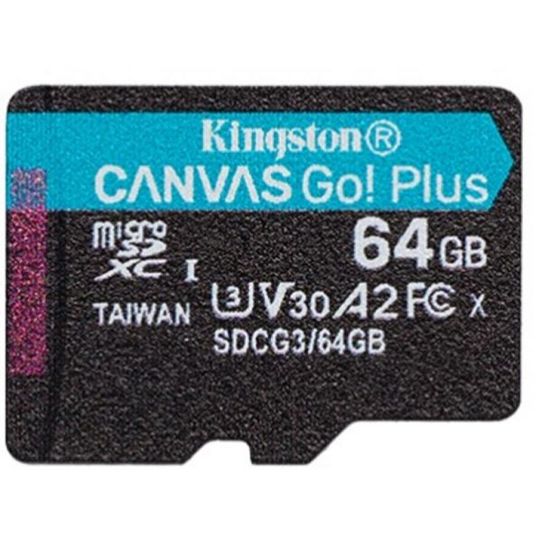 Карта пам'яті microSDXC Kingston Canvas Go Plus 64GB C10 UHS-I U3 A2 (SDCG3/64GBSP)