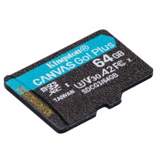 Карта памяти microSDXC Kingston Canvas Go Plus 64GB C10 UHS-I U3 A2 (SDCG3/64GBSP)