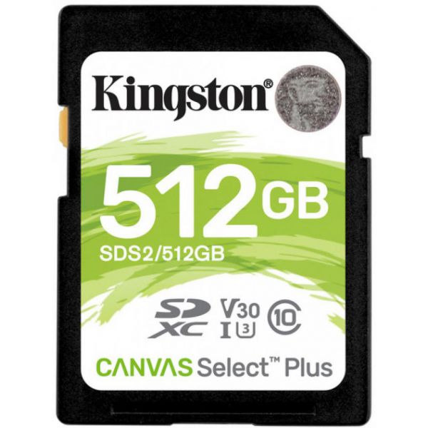Карта памяти SDXC Kingston Canvas Select Plus 512GB С10 UHS-I U3 (SDS2/512GB)