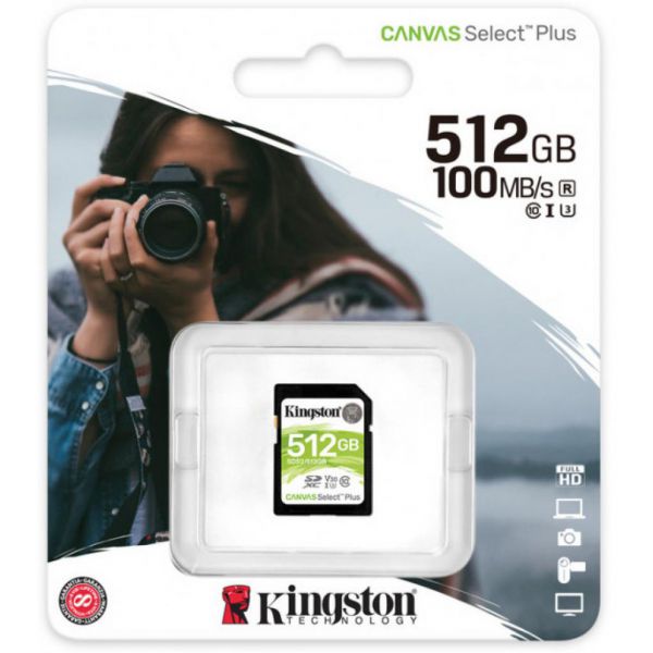 Карта памяти SDXC Kingston Canvas Select Plus 512GB С10 UHS-I U3 (SDS2/512GB)