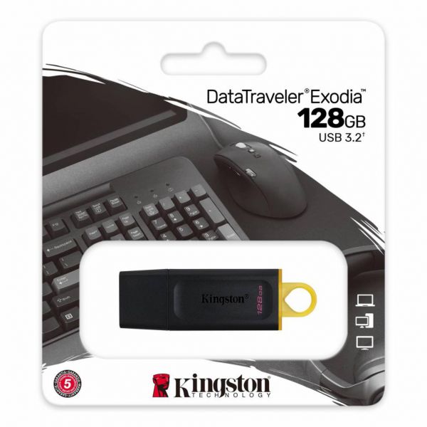 USB флеш накопитель Kingston DataTraveler Exodia 128GB Black Yellow USB 3.2 (DTX/128GB)