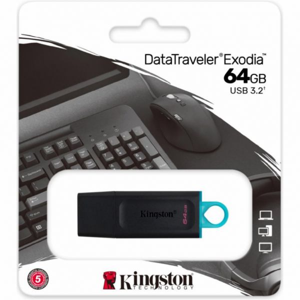 USB флеш накопитель Kingston DataTraveler Exodia 64GB Black Teal USB 3.2 (DTX/64GB)