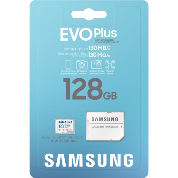 Карта пам'яті microSDXC Samsung EVO PLUS 128GB C10 UHS-I + SD (MB-MC128KA/RU)