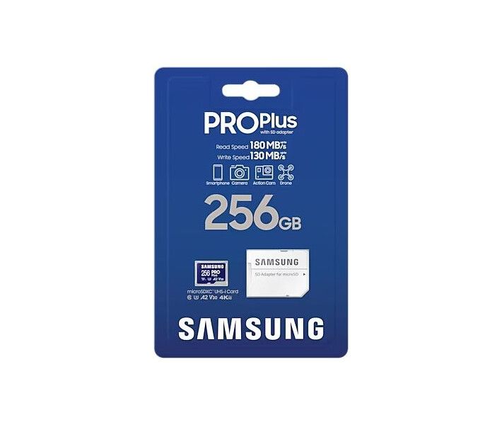 Карта пам'яті microSDXC Samsung Pro Plus 256GB UHS-I U3 V30 A2 Class 10 + SD (MB-MD256SA/EU)