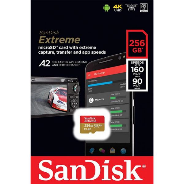 Карта пам'яті microSDXC SanDisk  Extreme V30 256GB С10 UHS-I U3 (SDSQXA1-256G-GN6MN)
