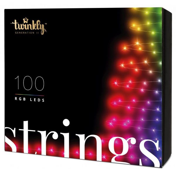 Гірлянда Twinkly Smart LED Strings RGB 100, BT+WiFi, Gen II, IP44 кабель чорний (TWS100STP-BEU)