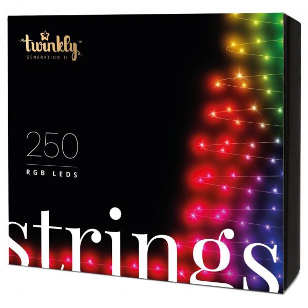 Гирлянда Twinkly Smart LED Strings RGB 250, BT+WiFi, Gen II, IP44 кабель черный (TWS250STP-BEU)