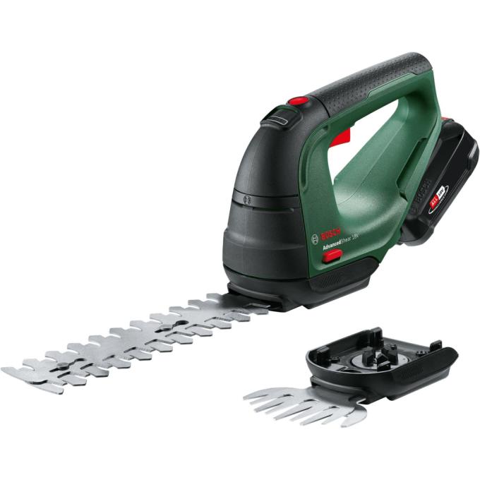 Ножиці для трави Bosch AdvancedShear 18V-10 + насадка кущоріз 2.0Ah (0.600.857.000)
