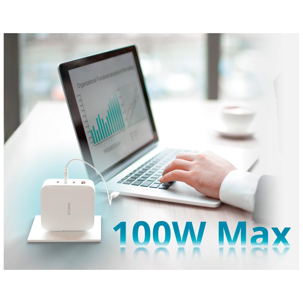Зарядний пристрій D-Link DCP-101 100W GaN GaN White (DCP-101)