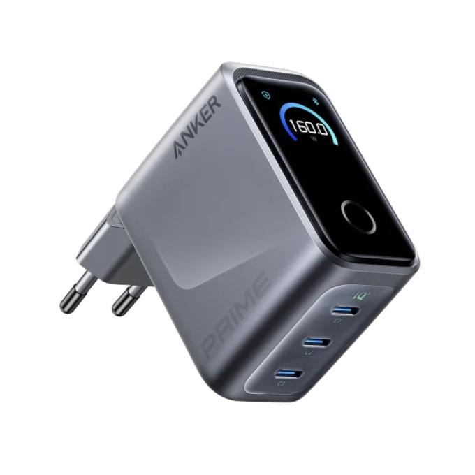 Зарядний пристрій Anker GaN Prime 160W 3xUSB-C Display Silver (A2687341)