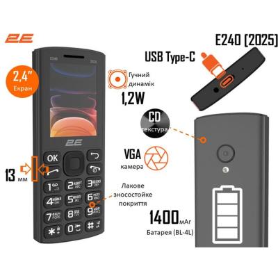 Мобільний телефон 2E E240 2025 Black